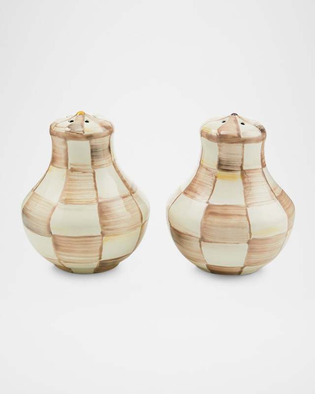 Mocha Check Salt & Pepper Shakers